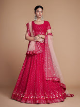 Anmol Red Heavy Georgette Embroidery with Sequins Work Lehenga